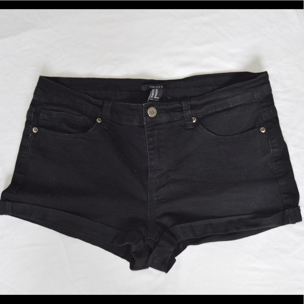 Black Cuffed Jean Shorts